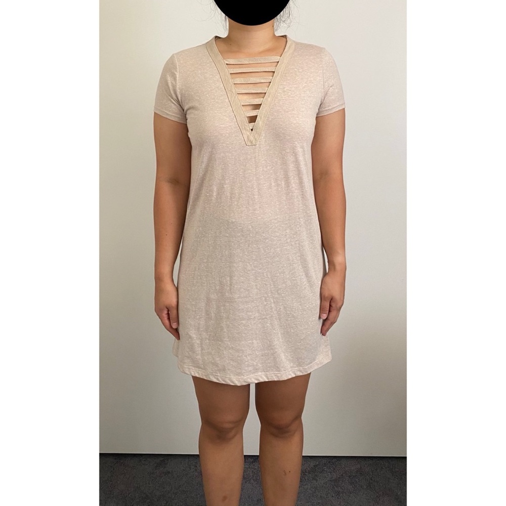 Tan Cage Front T-shirt Dress